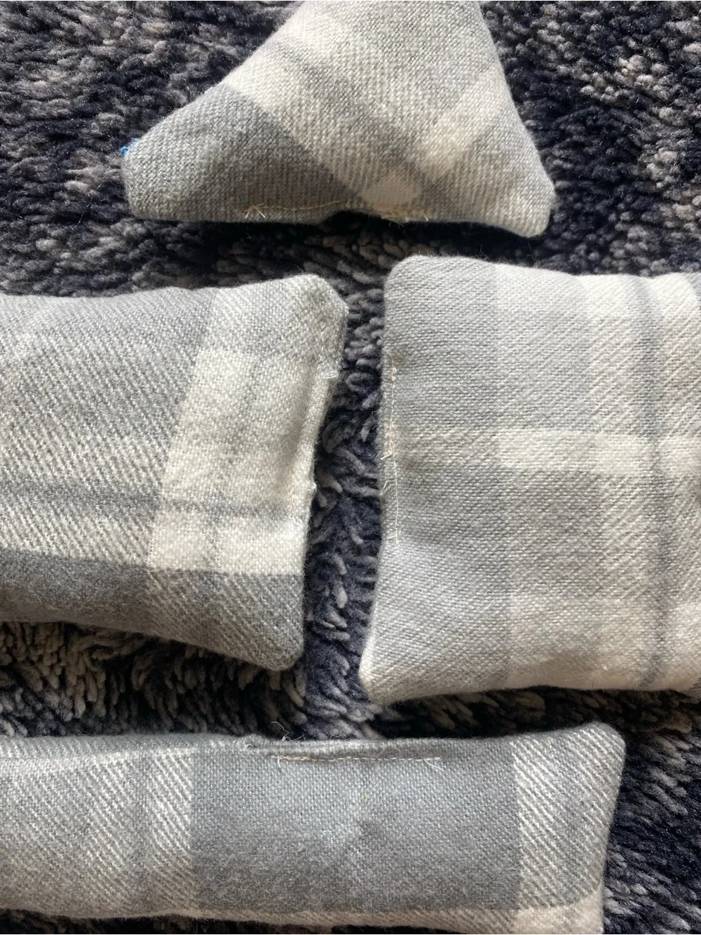 Handmade Grey & White Plaid Catnip Kick Stick Cat Toy Set (4)